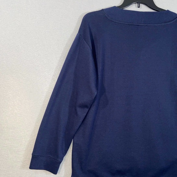 Weekends by Chicos Sweater Womens 3 Blue Long Sleeve V Neck Solid Casual Top - Picture 11 of 15